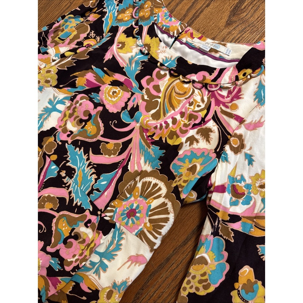Boden Floral Paisley Midi Dress in Black, Pink, Turquoise & Gold
